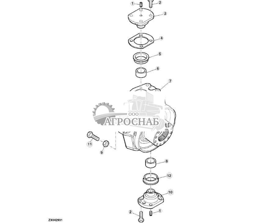 SWIVEL HOUSING WITHOUT STEERING ANGLE SENSOR (2802 MM 4-WHEEL DRIVE VERSION) 